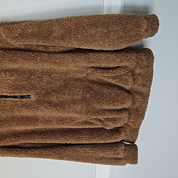 SHEIN Sherpa Long Sleeve Half Zip Teddy Hoodie w Kangaroo Pouch Brown Black XS - Picture 4 of 12
